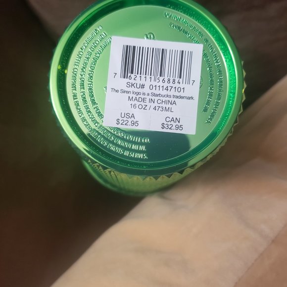 starbucks tumbler 16oz green chrome studded iridescent metallic cold drink cup - Picture 3 of 3